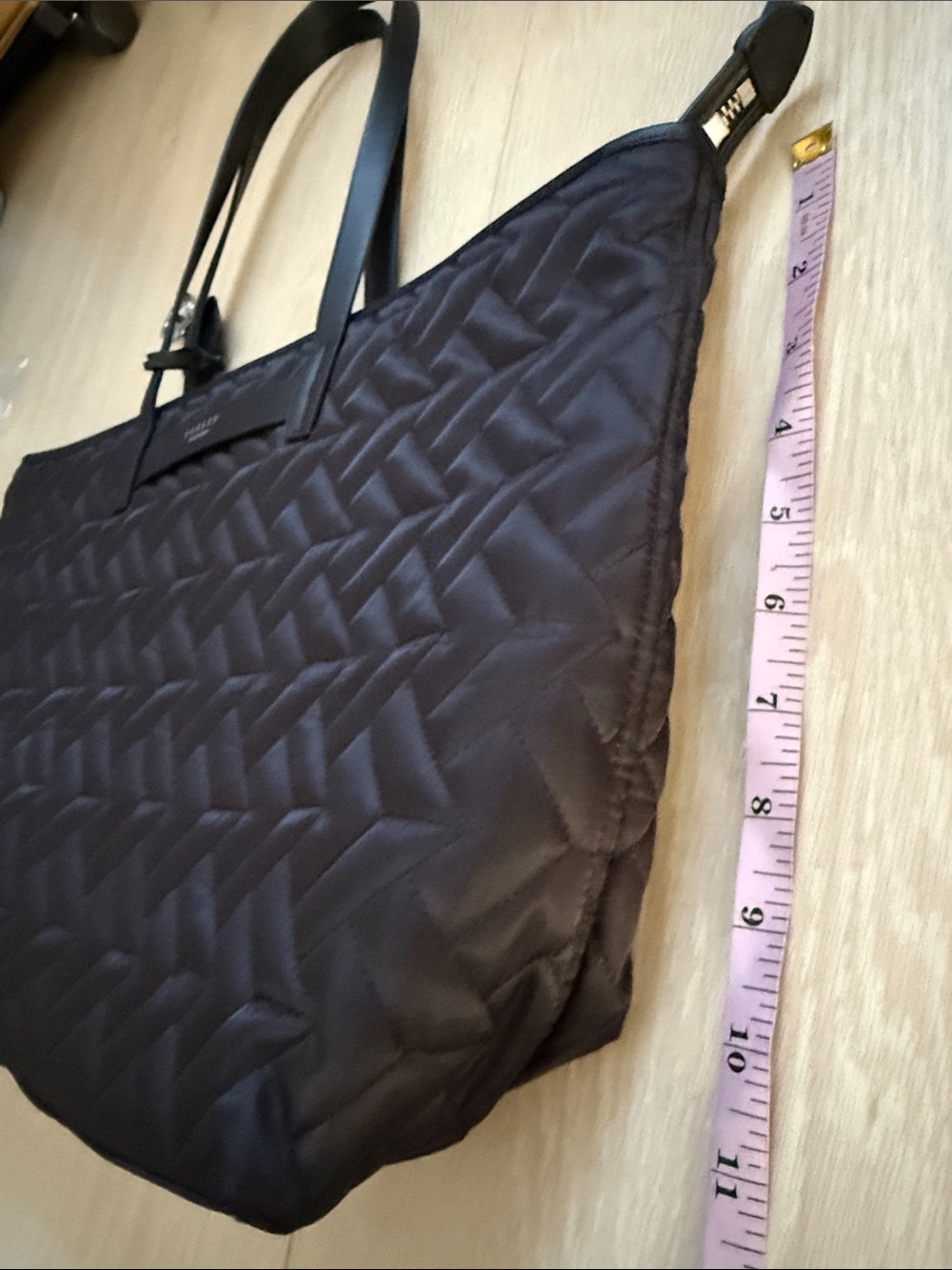 RADLEY LONDON Black Quilted Tote with Leather Strap Charm - Picture 11 of 14